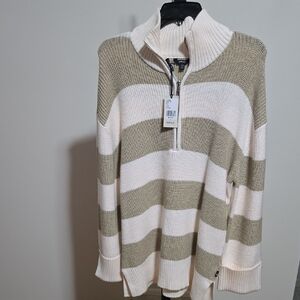 Tommy Hilfiger Women's Cowl Neck Sweater - Cream and Tan